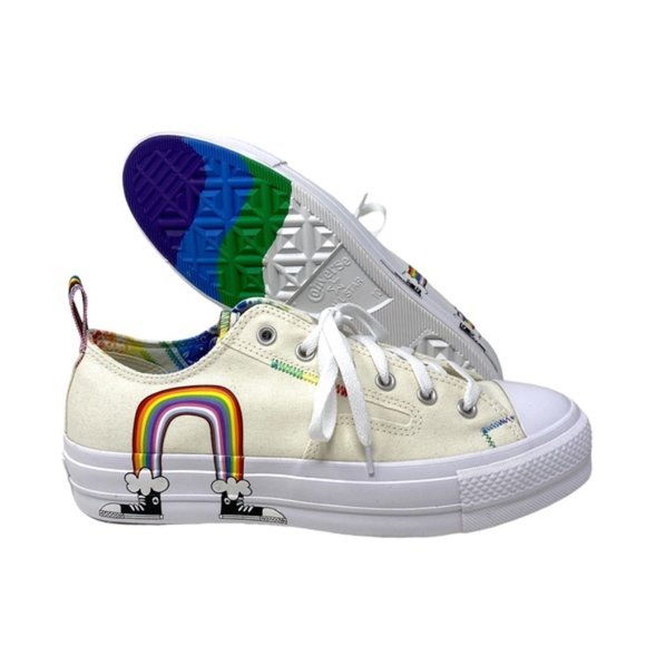 Converse CTAS Lift Platform Low Top Multi Egret Men Canvas Sneakers Size A02264C - Picture 6 of 11